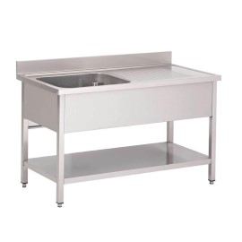 Plonge inox avec étagère basse Gastro M 1 bac à gauche 1200 x 700 x 850mm