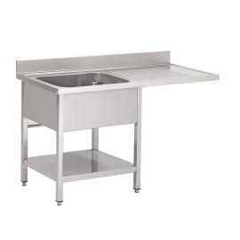 Plonge inox avec étagère basse et emplacement lave-vaisselle Gastro M 1 bac à gauche 1200 x 700 x 850mm